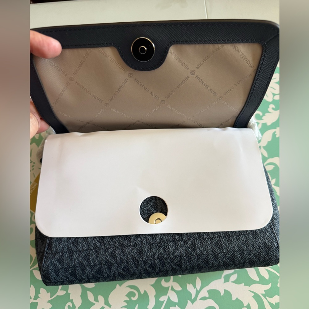 Michael Kors Jet Set Medium Navy Blue PVC Convertible Pouchette Crossbody Bag. - Picture 8 of 14